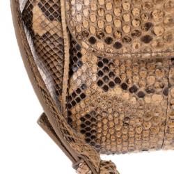 مملوكة مسبقًا Dolce and Gabbana Gold Python Medium Miss Sicily Satchel