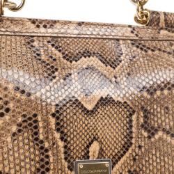 مملوكة مسبقًا Dolce and Gabbana Gold Python Medium Miss Sicily Satchel