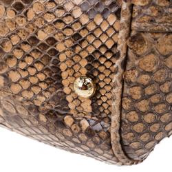 مملوكة مسبقًا Dolce and Gabbana Gold Python Medium Miss Sicily Satchel