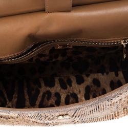 مملوكة مسبقًا Dolce and Gabbana Gold Python Medium Miss Sicily Satchel