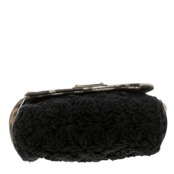 مملوكة مسبقًا Dolce and Gabbana Brown/Black Leopard Print Denim and Crochete Clutch Bag