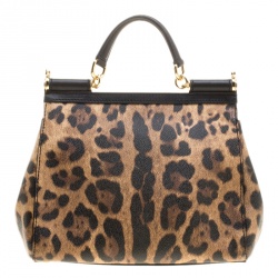 مملوكة مسبقًا Dolce and Gabbana Leopard Print Coated Canvas Miss Sicily Tote