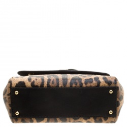 مملوكة مسبقًا Dolce and Gabbana Leopard Print Coated Canvas Miss Sicily Tote