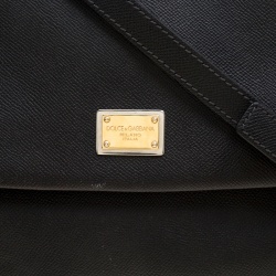 Pre Owned Dolce and Gabbana Black Leather Large Miss Sicily Tote