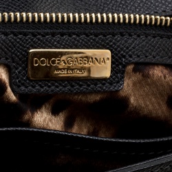 Pre Owned Dolce and Gabbana Black Leather Large Miss Sicily Tote