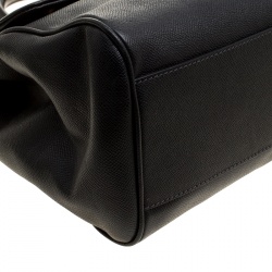 Pre Owned Dolce and Gabbana Black Leather Large Miss Sicily Tote