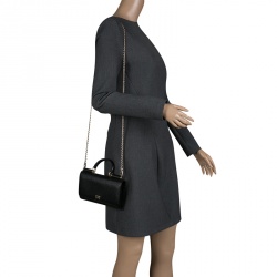 Pre Owned Dolce and Gabbana Black Leather Disco Clutch 