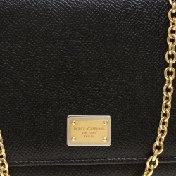 Pre Owned Dolce and Gabbana Black Leather Disco Clutch 