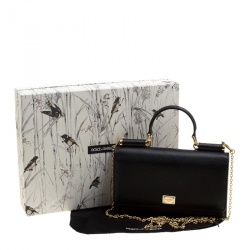 Pre Owned Dolce and Gabbana Black Leather Disco Clutch 