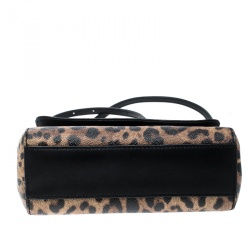 مملوكة مسبقًا حقيبة يد مع محفظة دولتشي أند غابانا مي سيسيلي صغيرة جلد لامع طباعة فهد خضراء