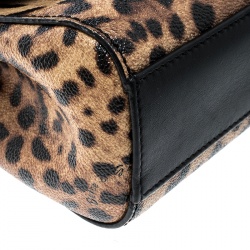 مملوكة مسبقًا حقيبة يد مع محفظة دولتشي أند غابانا مي سيسيلي صغيرة جلد لامع طباعة فهد خضراء