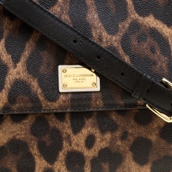 Pre Owned Dolce and Gabbana Leopard Print Coated Canvas Medium Miss Sicily Tote