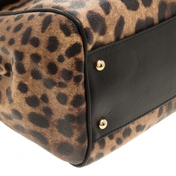 Pre Owned Dolce and Gabbana Leopard Print Coated Canvas Medium Miss Sicily Tote