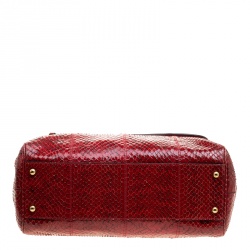 مملوكة مسبقًا Dolce and Gabbana Red Python Medium Miss Sicily Top Handle Bag