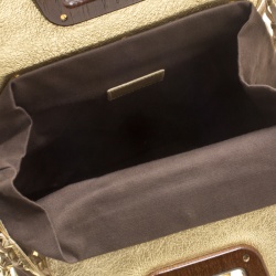 Pre Owned Dolce and Gabbana Metallic Gold Woven Leather Hobo