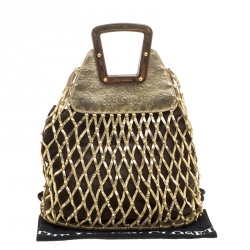 Pre Owned Dolce and Gabbana Metallic Gold Woven Leather Hobo