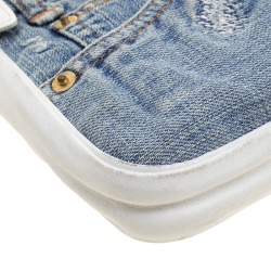 Pre Owned Dolce and Gabbana Blue/White Denim and Leather Shoulder Bag