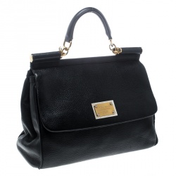 مملوكة مسبقًا حقيبة يد دولتشي أند غابانا ميس سيسيلي كبيرة جلد برتقالية