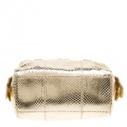 Pre Owned Dolce and Gabbana Gold Snakeskin Satchel 