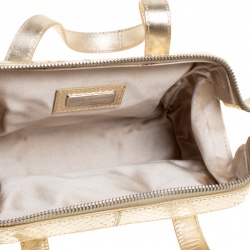 Pre Owned Dolce and Gabbana Gold Snakeskin Satchel 