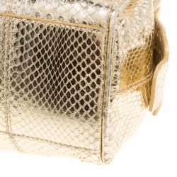 Pre Owned Dolce and Gabbana Gold Snakeskin Satchel 