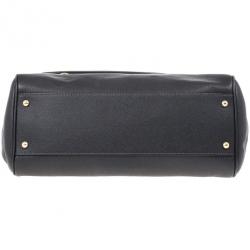 مملوكة مسبقًا Dolce and Gabbana Black Calfskin Large Sicily Tote