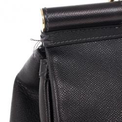 مملوكة مسبقًا Dolce and Gabbana Black Calfskin Large Sicily Tote