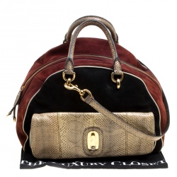 Pre Owned Dolce and Gabbana Suede and Python Miss Oleander Satchel