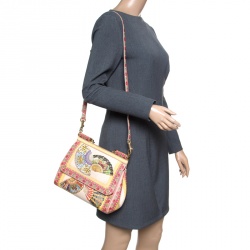 مملوكة مسبقًا Dolce and Gabbana Multicolor Fan Foulard Printed Leather Medium Miss Sicily Top Handle Bag