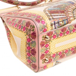 مملوكة مسبقًا Dolce and Gabbana Multicolor Fan Foulard Printed Leather Medium Miss Sicily Top Handle Bag