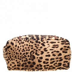 Pre Owned Dolce and Gabbana Leopard Print  Fabric Animalier Shopper Tote