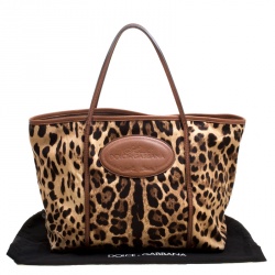 Pre Owned Dolce and Gabbana Leopard Print  Fabric Animalier Shopper Tote