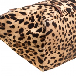 Pre Owned Dolce and Gabbana Leopard Print  Fabric Animalier Shopper Tote