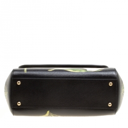 مملوكة مسبقًا Dolce and Gabbana Black Multicolor Tulip Print Leather Medium Miss Sicily Top Handle Bag