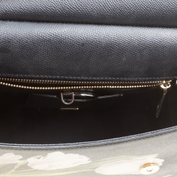 مملوكة مسبقًا Dolce and Gabbana Black Multicolor Tulip Print Leather Medium Miss Sicily Top Handle Bag