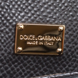 مملوكة مسبقًا Dolce and Gabbana Black Multicolor Tulip Print Leather Medium Miss Sicily Top Handle Bag