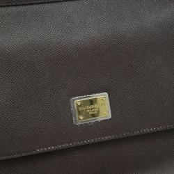 Pre Owned Dolce and Gabbana Brown Leather Medium Miss Sicily Tote