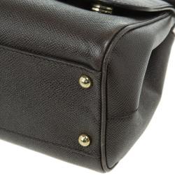 Pre Owned Dolce and Gabbana Brown Leather Medium Miss Sicily Tote