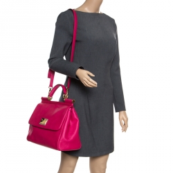 مملوكة مسبقًا حقيبة دولتشي أند غابانا يد علوية ميس سيسيلي متوسطة جلد بيضاء