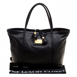 Pre Owned Dolce & Gabbana Black Deer Skin Leather Shopper Tote