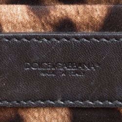 Pre Owned Dolce & Gabbana Black/White Lace and Leather Kiss Lock Frame Clutch