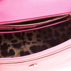 مملوكة مسبقًا Dolce and Gabbana Fuchsia Pink Leather Large Miss Sicily Top Handle Bag