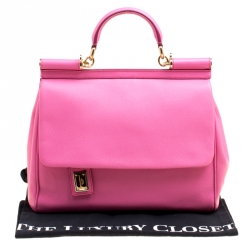 مملوكة مسبقًا Dolce and Gabbana Fuchsia Pink Leather Large Miss Sicily Top Handle Bag