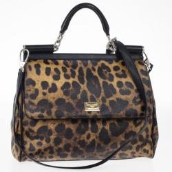 Pre Owned Dolce and Gabbana Leopard Miss Sicily Satchel