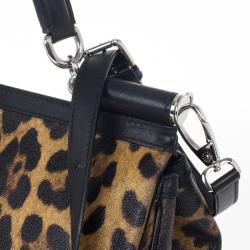 Pre Owned Dolce and Gabbana Leopard Miss Sicily Satchel