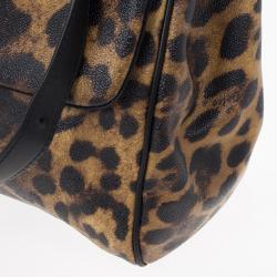 Pre Owned Dolce and Gabbana Leopard Miss Sicily Satchel