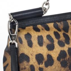 Pre Owned Dolce and Gabbana Leopard Miss Sicily Satchel