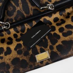 Pre Owned Dolce and Gabbana Leopard Miss Sicily Satchel