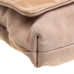 مملوكة مسبقًا Dolce and Gabbana Beige Suede and Patent Leather Miss Charles Shoulder Bag