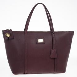 Pre Owned Dolce and Gabbana Maroon Miss Escape Classic Leather Tote